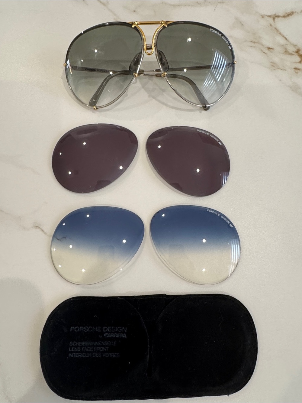 Porsche Design Men’s Aviator Sunglasses with Interchangeable Lenses - Gray/Gold